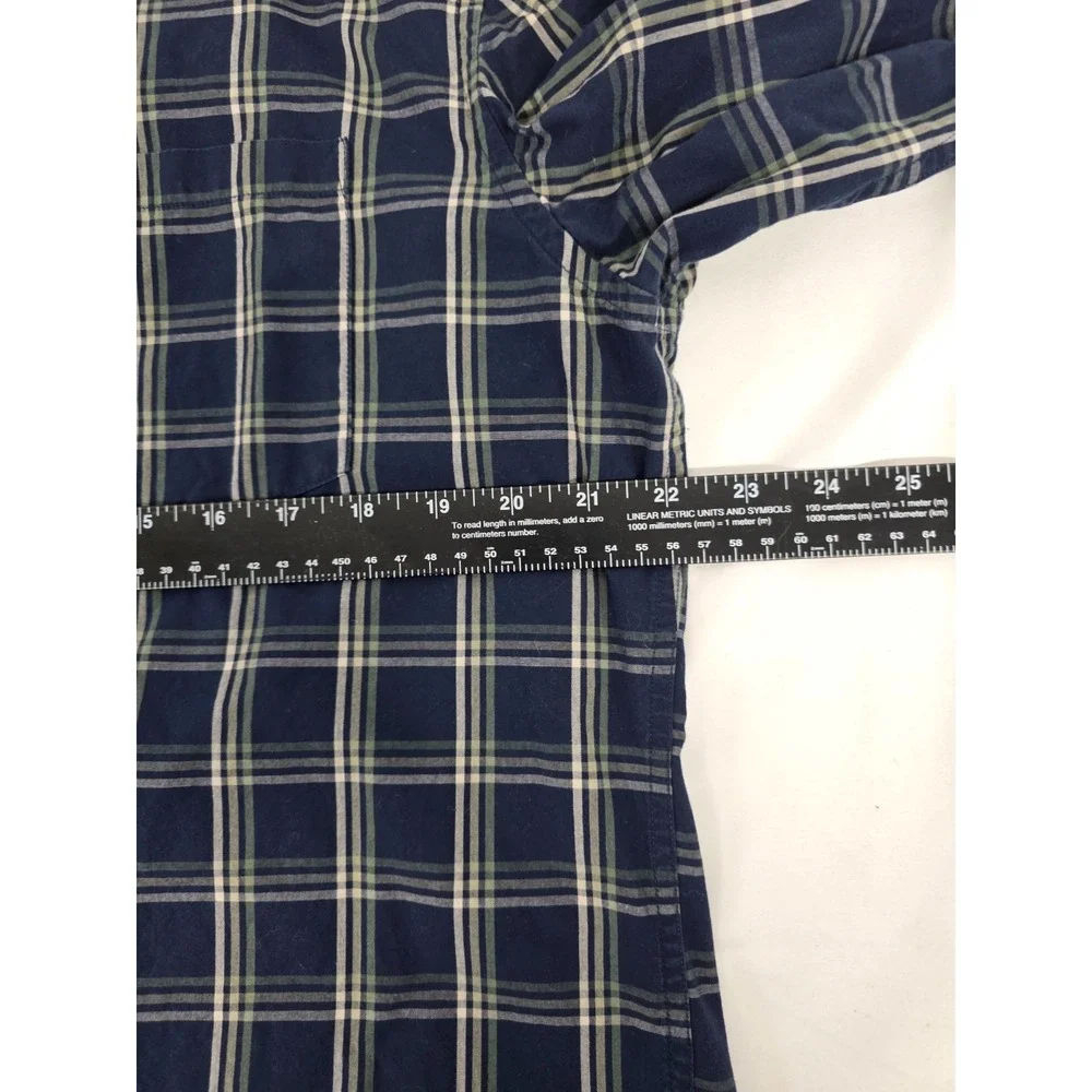 Banana Republic Soft Wash Slim Fit Plaid Button Down Shirt Mens Large Blue Green